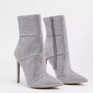 Steve Madden Sparkling Silver Heeled Boots